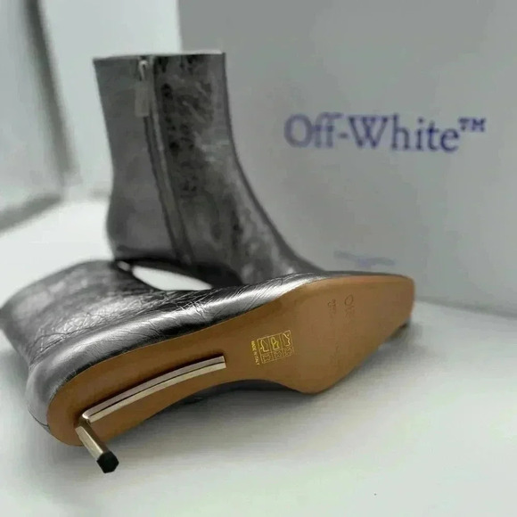 BNWB OFF-White Silver Allen Metal Ankle BootOff-White c/o Virgil Abloh - Picture 14 of 17